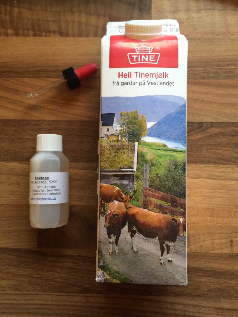 Flytende laktase i melk virker det?